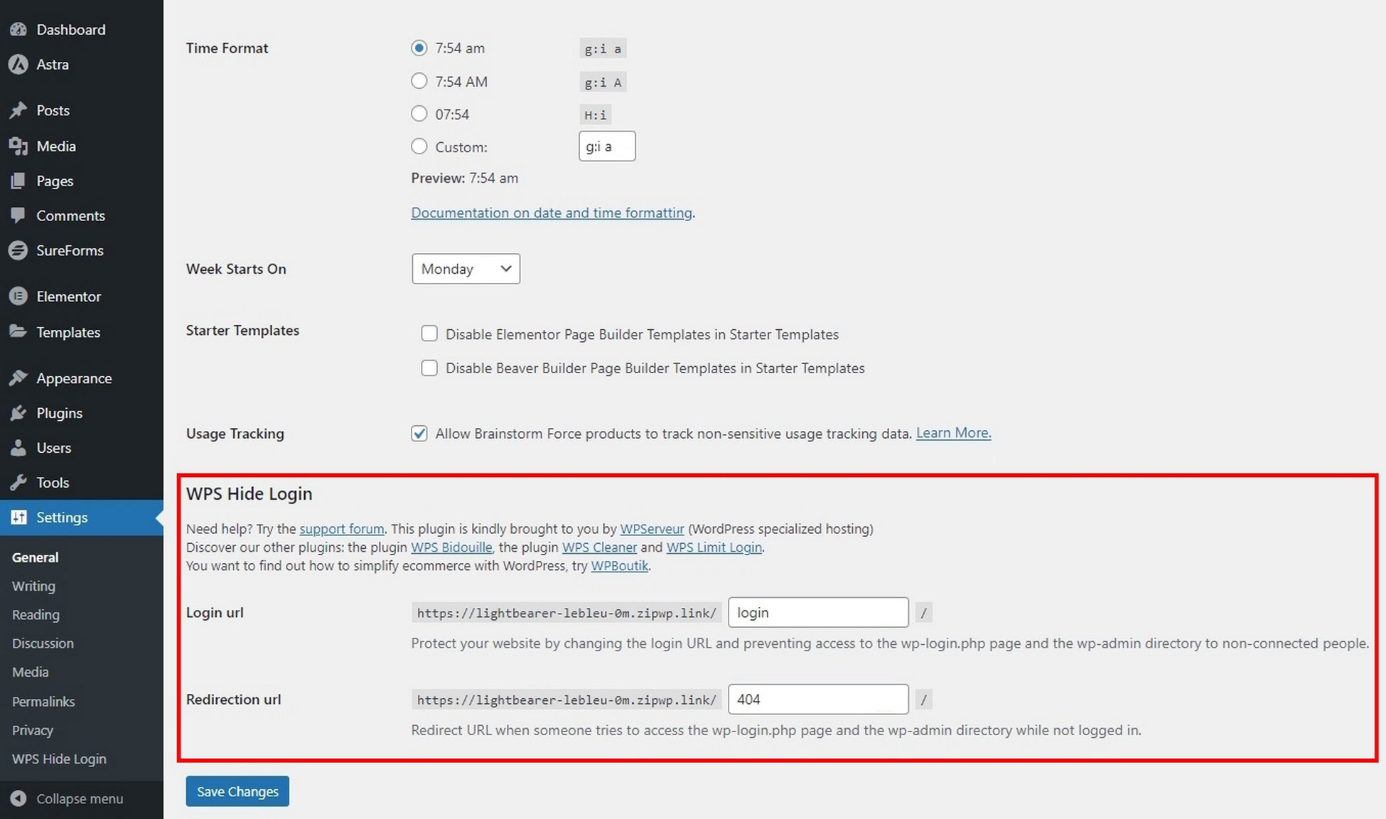 Secret Security Hack: Customize Your WordPress Login URL WPS Hide Login section