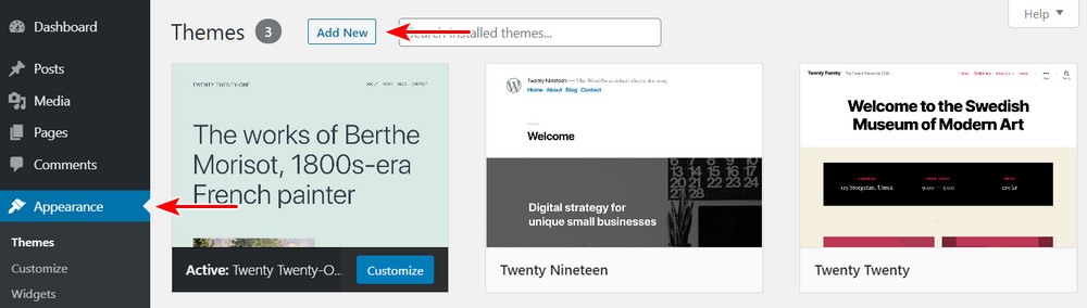How To Migrate From Wix to WordPress (Step by Step Guide) Add new theme