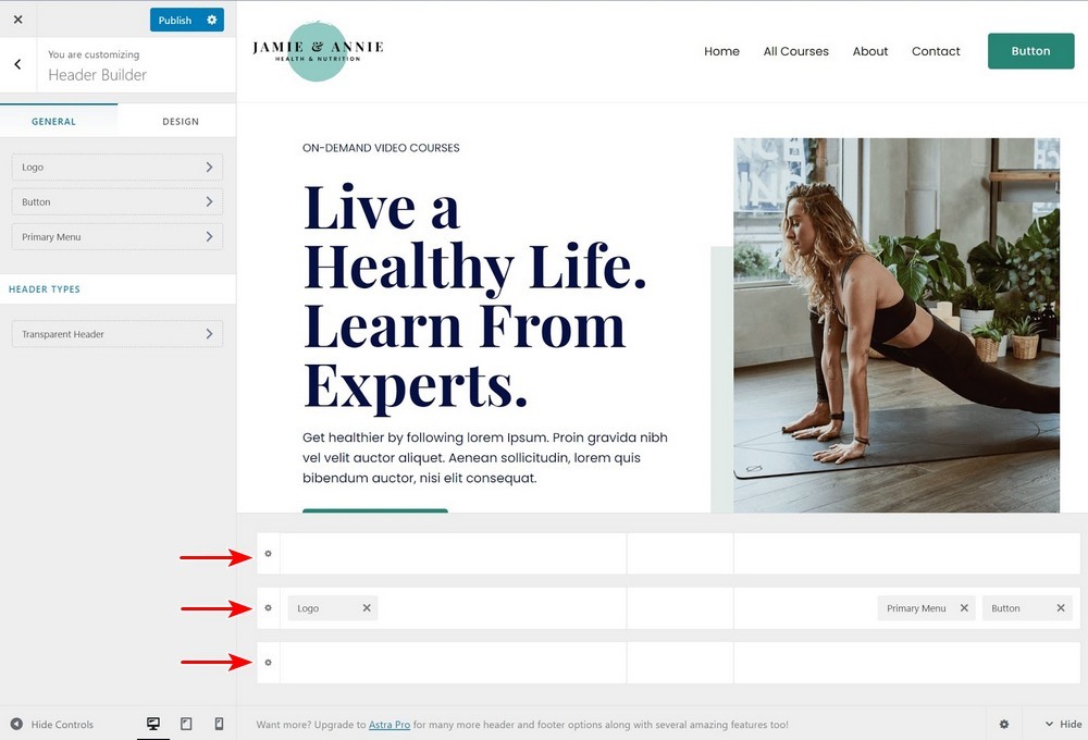 How To Customize the Header in WordPress (Beginner’s Guide) Astra Header builder content