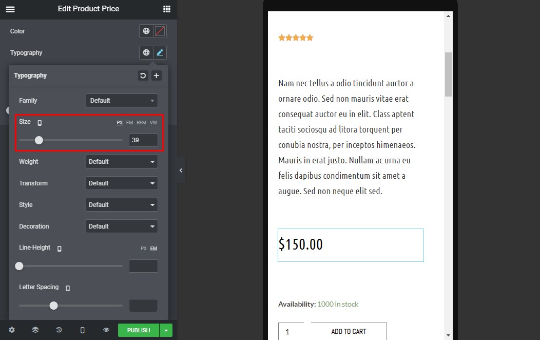 How To Customize the WooCommerce Product Page To Get More Sales Elementor adjust font size on mobile view