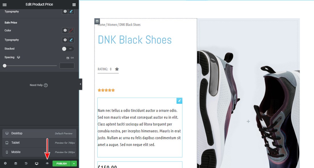 How To Customize the WooCommerce Product Page To Get More Sales Elementor preview page