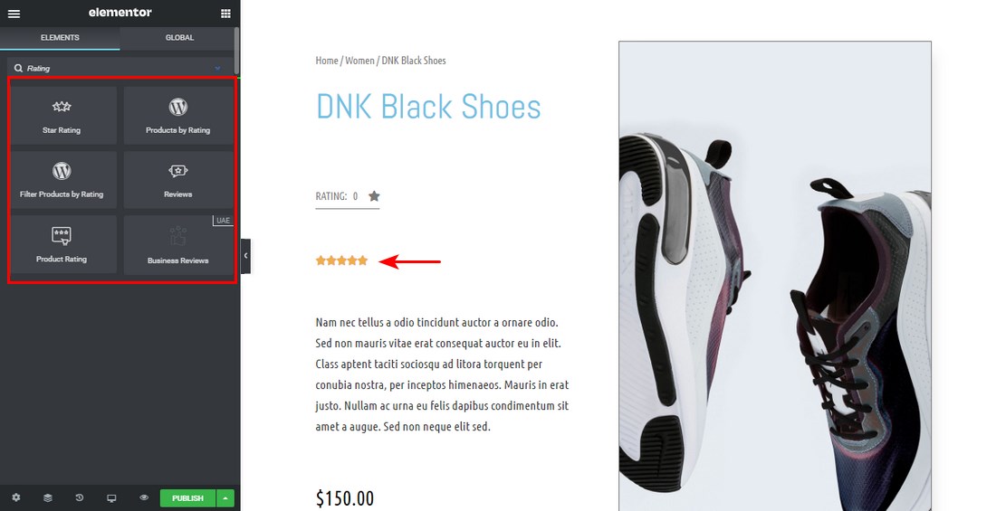 How To Customize the WooCommerce Product Page To Get More Sales Elementor rating widget