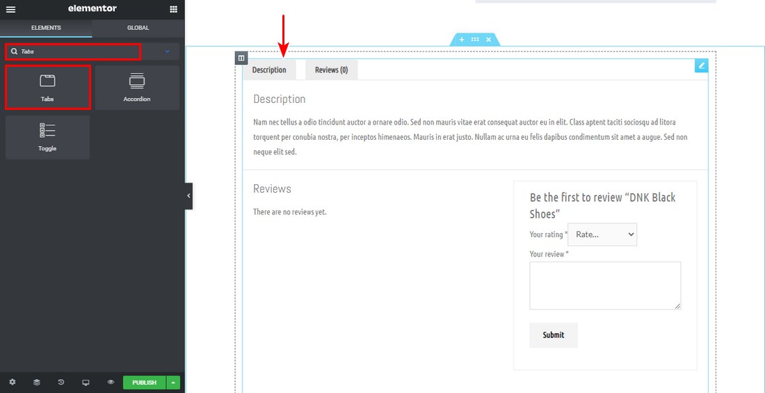 How To Customize the WooCommerce Product Page To Get More Sales Elementor tabs widget