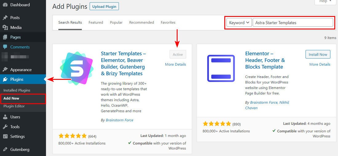 How To Create a Blog Page in WordPress (Complete Guide) Install Astra starter templates