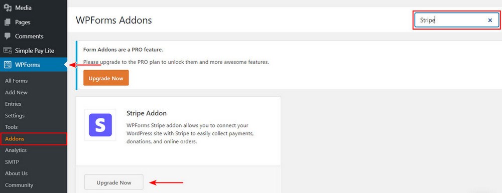 Payment Gateways Made Easy – Step by Step Guide to WordPress Stripe Integration Install Stripe Addon WPForms