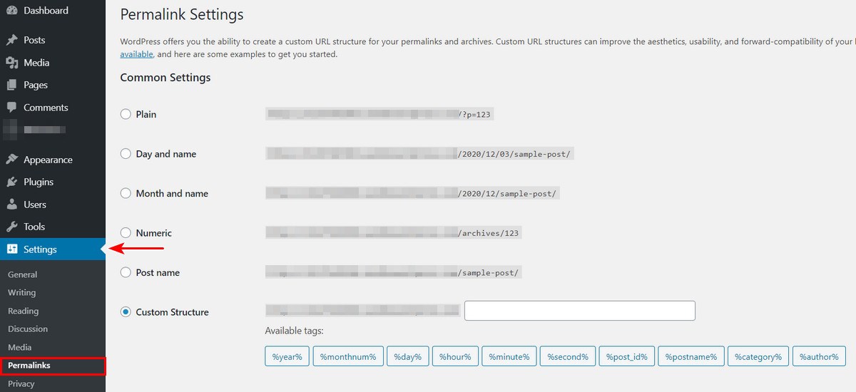 How To Migrate From Wix to WordPress (Step by Step Guide) WordPress permalink settings