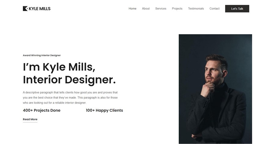 50+ Stunning WordPress Gutenberg Templates (Free + Premium) Astra Interior Designer WordPress website
