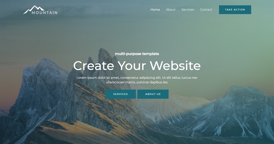 50+ Stunning WordPress Gutenberg Templates (Free + Premium) Astra Mountain demo site
