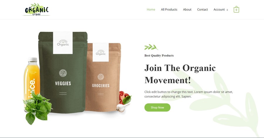 50+ Stunning WordPress Gutenberg Templates (Free + Premium) Astra Organic Store demo site