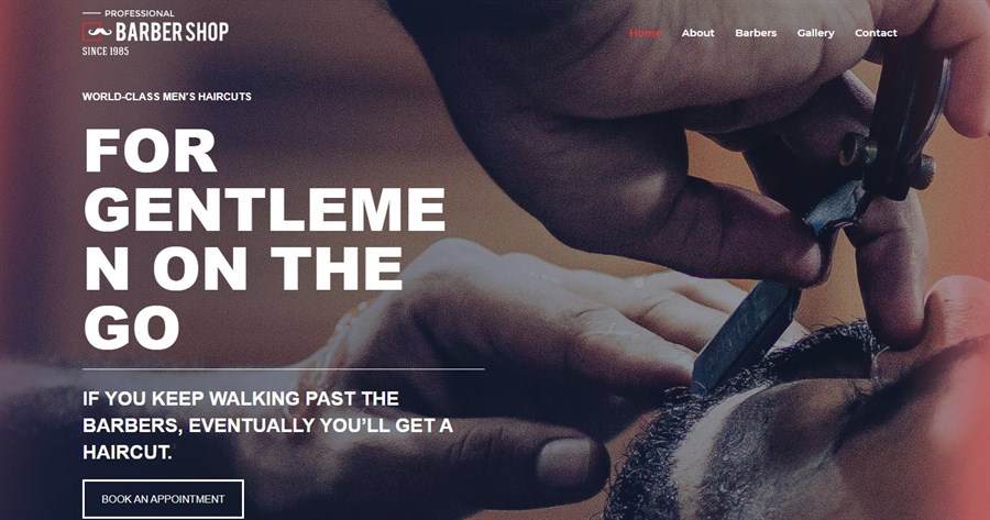 50+ Stunning WordPress Gutenberg Templates (Free + Premium) Barber Shop gutenberg demo template