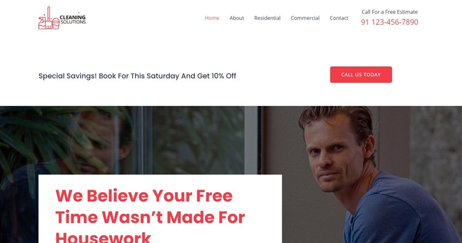 50+ Stunning WordPress Gutenberg Templates (Free + Premium) Cleaning Services gutenberg demo template