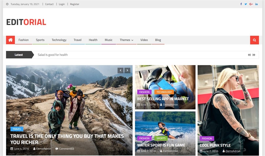 32 Best Adsense Friendly WordPress Themes (Free and Premium Options) Editorial Clean Magazine WordPress Theme demo
