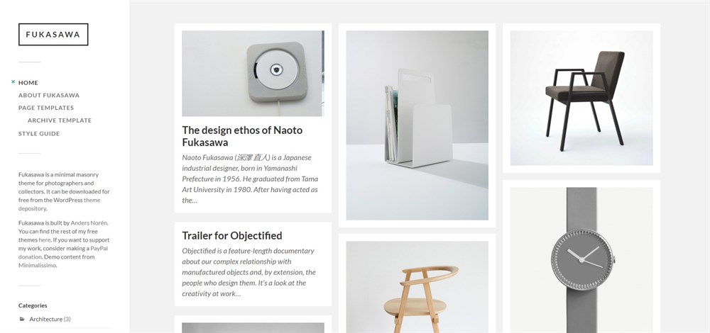 35 Best WordPress Photography Themes for Photographers (Most Are Free) Fukasawa Demo site