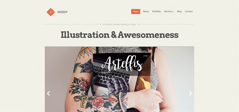 37 of the Best WordPress Themes for Artists - Free and Paid Options Mozzy demo site