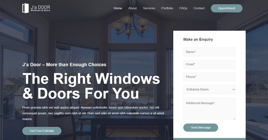 50+ Stunning WordPress Gutenberg Templates (Free + Premium) Windows & Doors Services gutenberg website