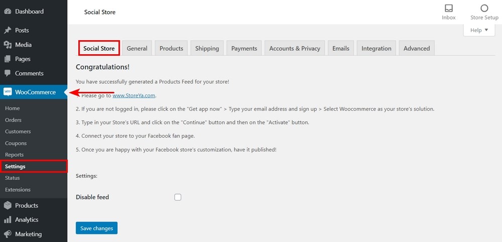 Use the Facebook for WooCommerce Plugin To Increase Your Reach and Profit WooCommerce social shop settings