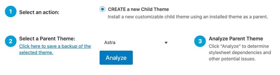 Create a Child Theme With WordPress (3 Methods) Child theme configurator settings 1
