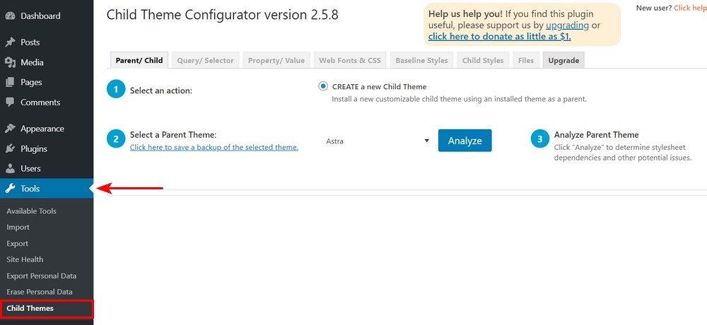 Create a Child Theme With WordPress (3 Methods) Child theme configurator settings