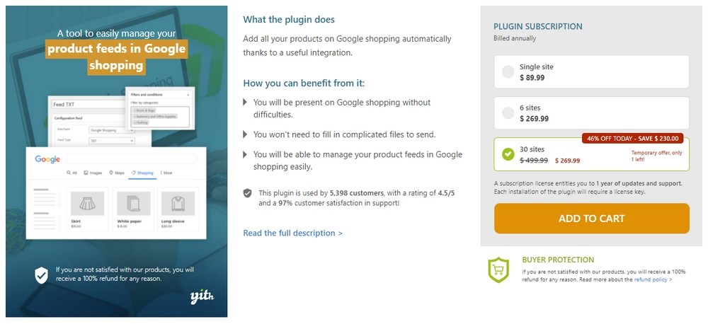 6 Best WooCommerce Google Shopping Feed Plugins YITY google product feed for WooCommerce plugin