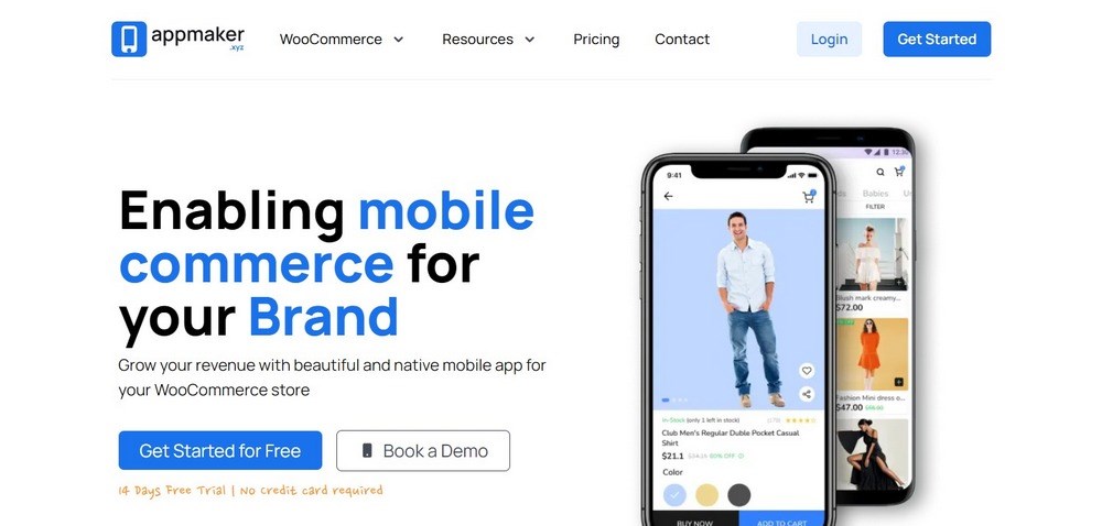 Convert WooCommerce to a Mobile App the Easy Way With Appmysite App Maker homepage