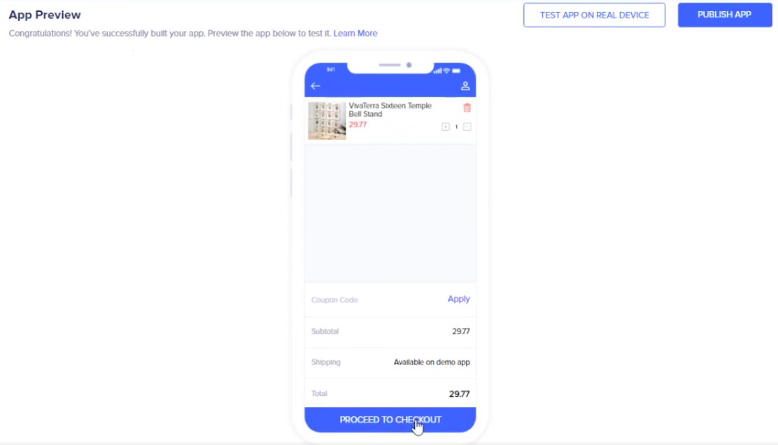 Convert WooCommerce to a Mobile App the Easy Way With Appmysite App preview