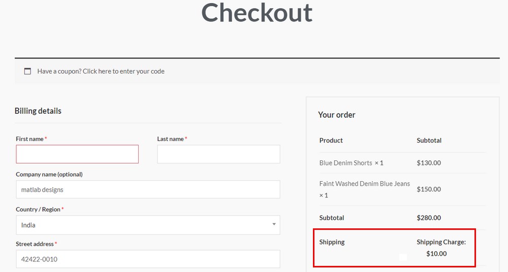WooCommerce Free Shipping: How To Offer Free Shipping in Your Store Checkout shipping charge 2