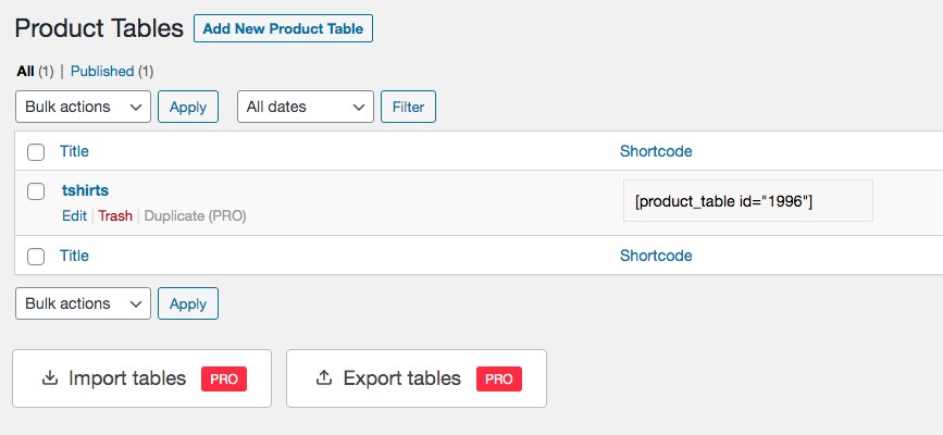 The Best 9+ Plugins To Manage WooCommerce Product Tables Created product table