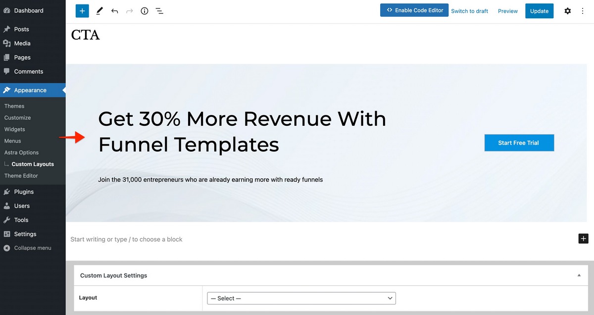 Astra Pro 3.2 - Generate More Leads with Attractive Calls To Action Design CTA with Astra Custom Layout
