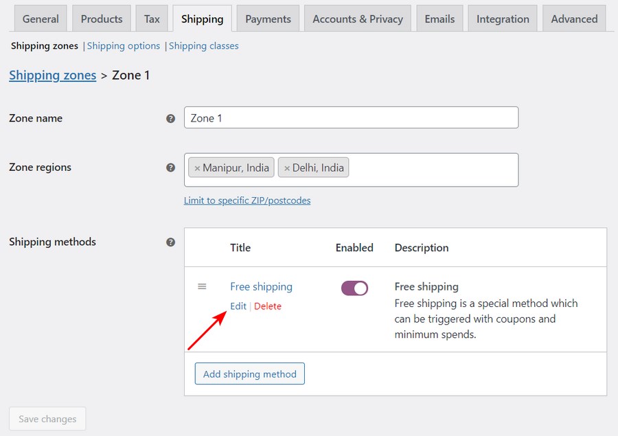WooCommerce Free Shipping: How To Offer Free Shipping in Your Store Edit shipping methods