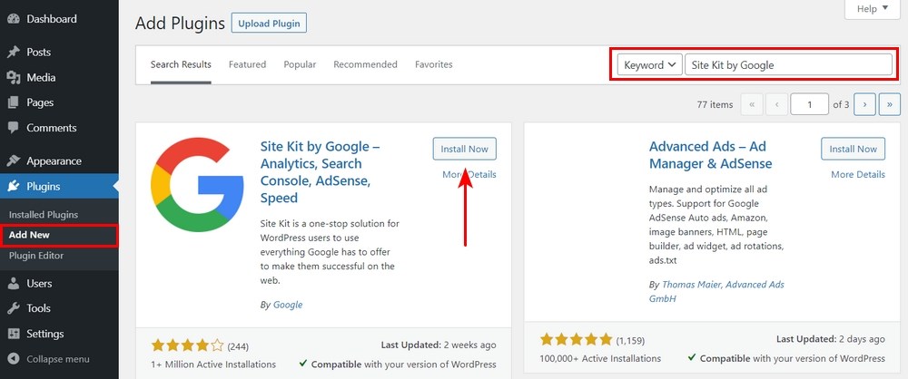 How To Track Visitors on WordPress Websites Using Google, X and Facebook Install site kit by google