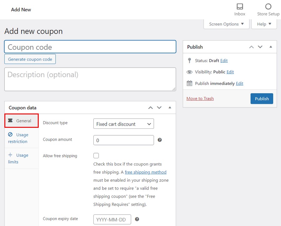 WooCommerce Free Shipping: How To Offer Free Shipping in Your Store WooCommerce coupon general setting