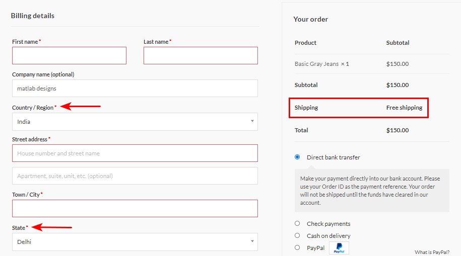 WooCommerce Free Shipping: How To Offer Free Shipping in Your Store WooCommerce shipping front end results