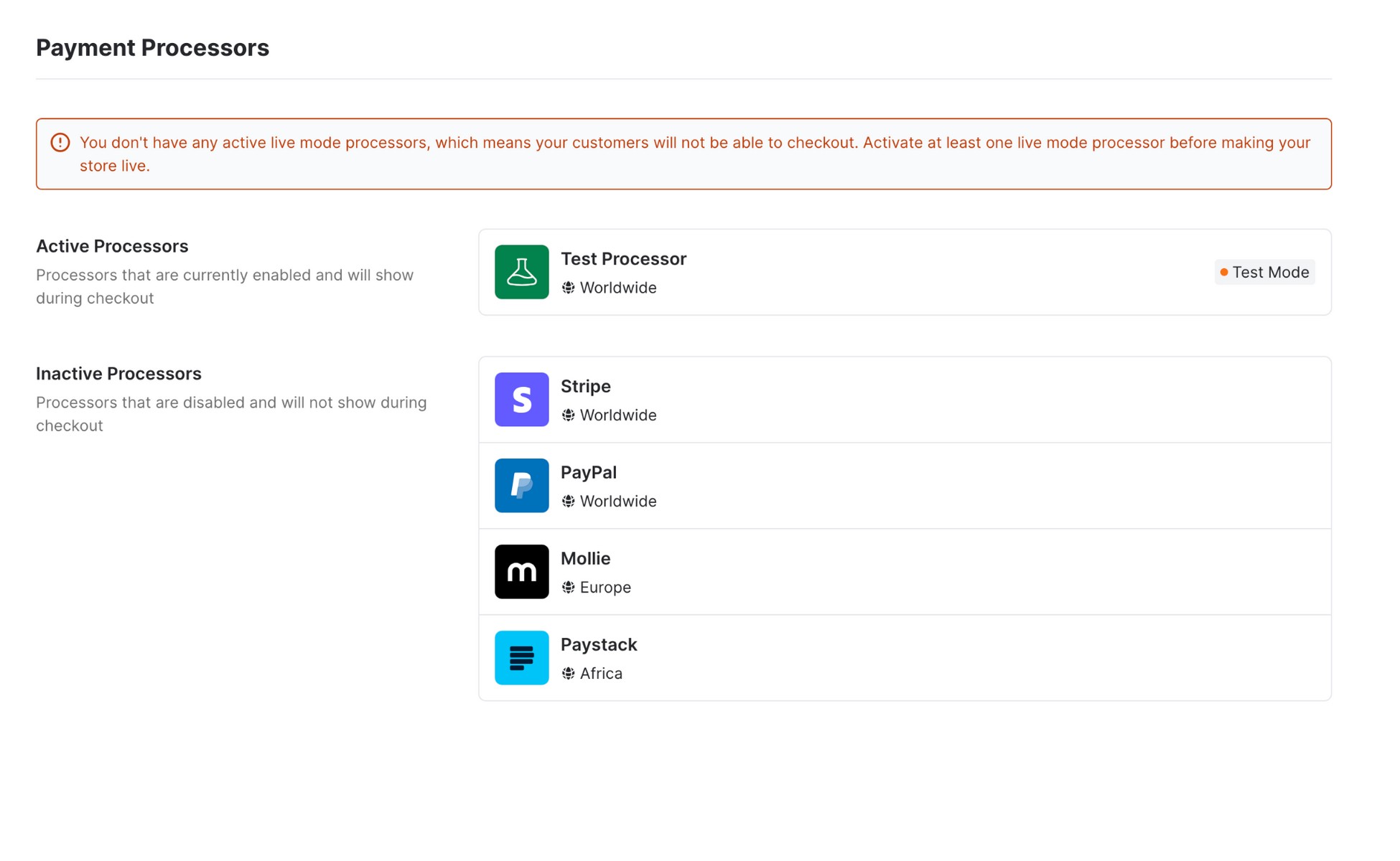Create a Profitable Online Store in 7 Easy Steps With SureCart active and inactive payment processors
