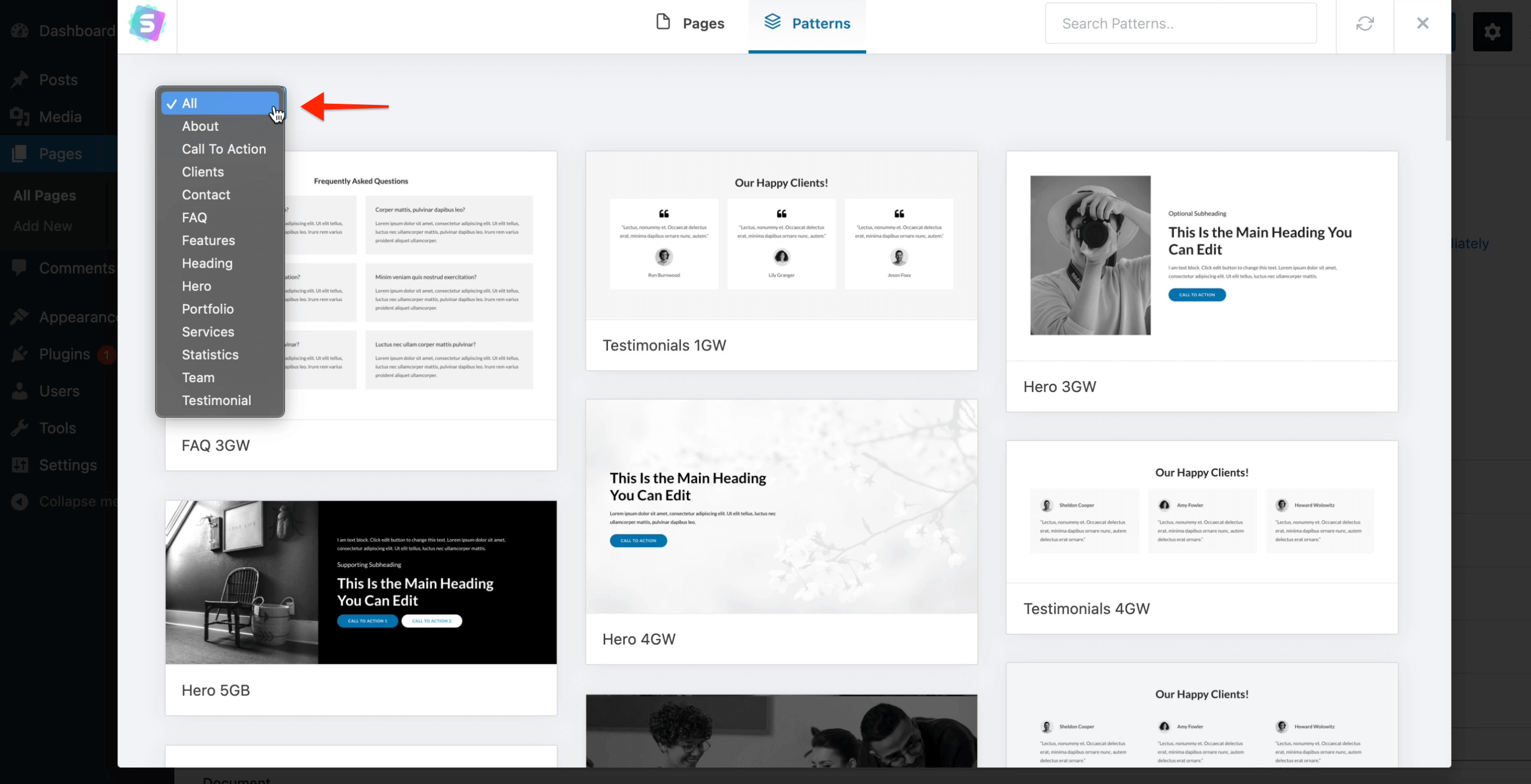 Introducing Gutenberg Block Patterns in Starter Templates Gutenberg Block Patterns Categories