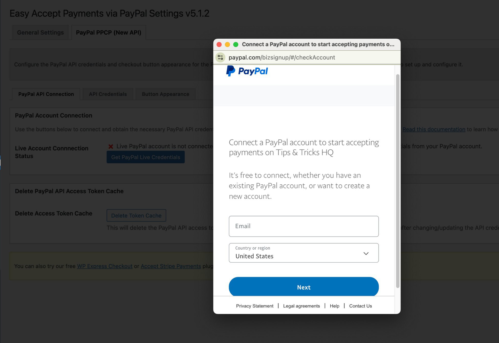 Unlock Revenue: Accept Payments on Your WordPress Site the Right Way paypal signup window