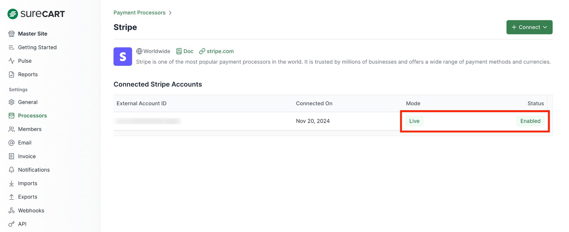 Unlock Revenue: Accept Payments on Your WordPress Site the Right Way stripe connected status