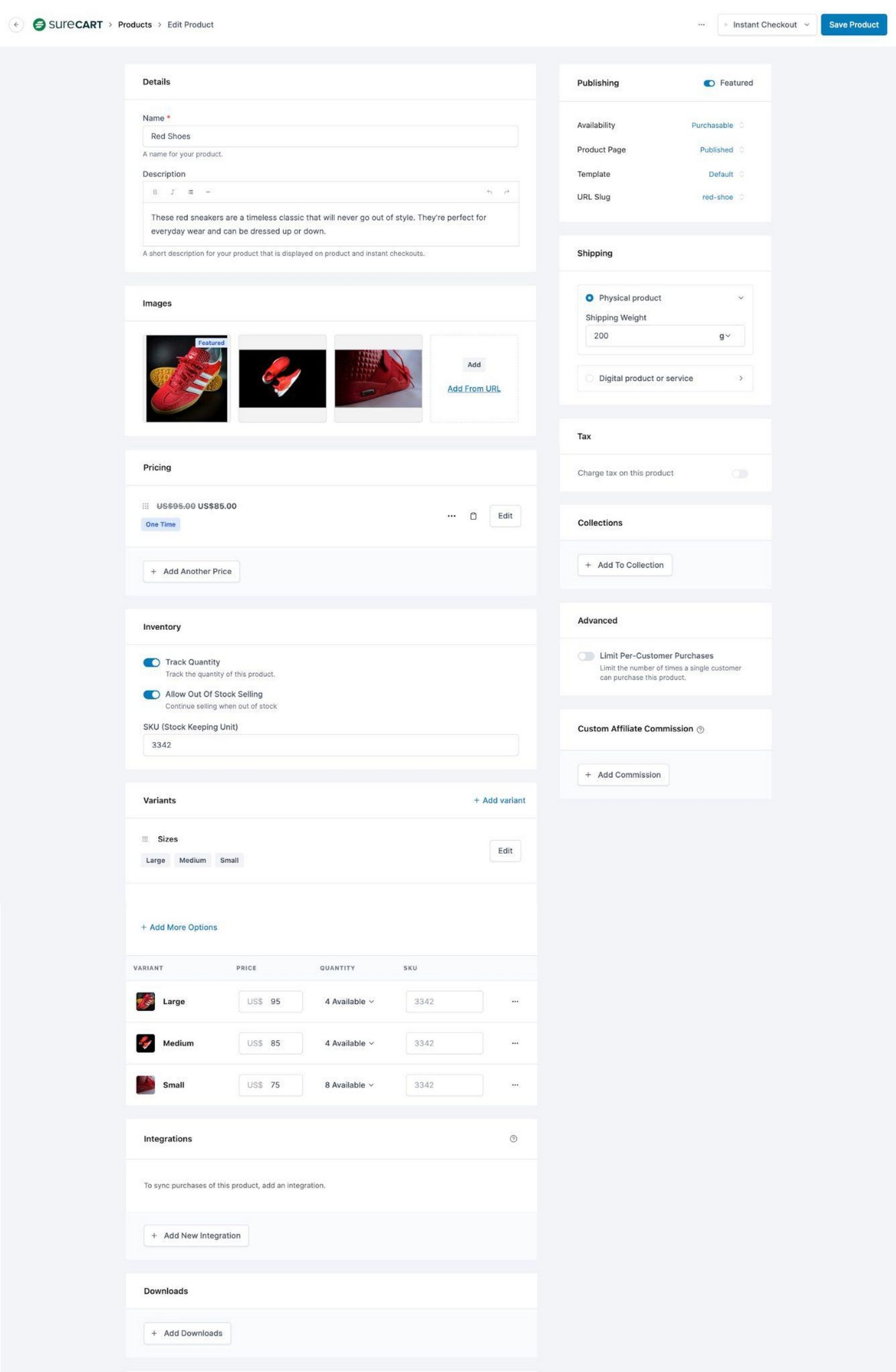 Create a Profitable Online Store in 7 Easy Steps With SureCart surecart product page