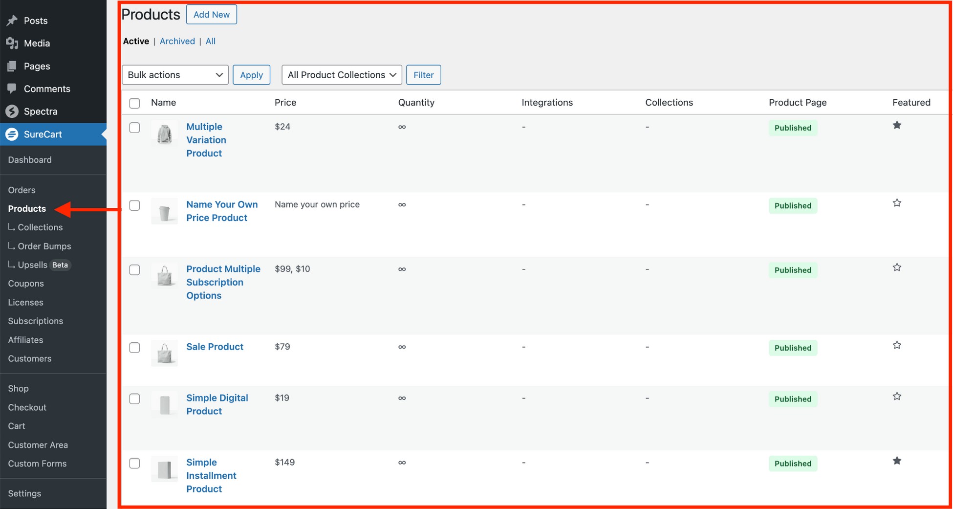 Create a Profitable Online Store in 7 Easy Steps With SureCart surecart sample products