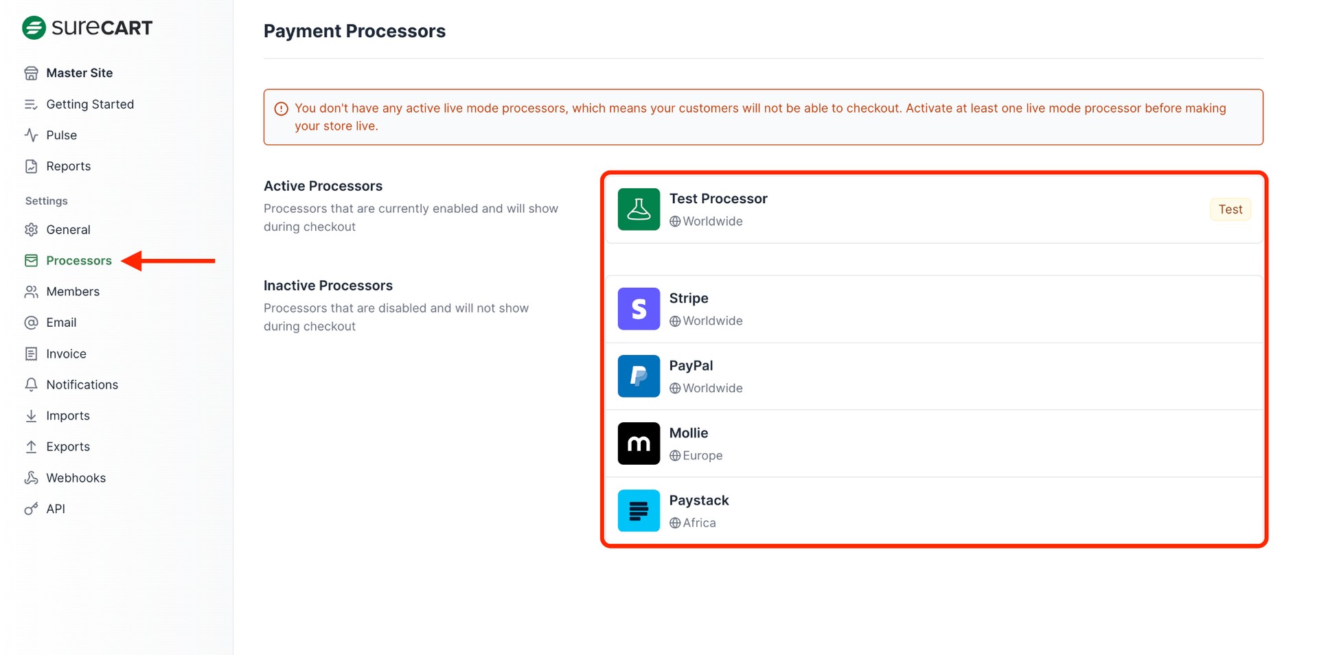 Unlock Revenue: Accept Payments on Your WordPress Site the Right Way surecart server processor page