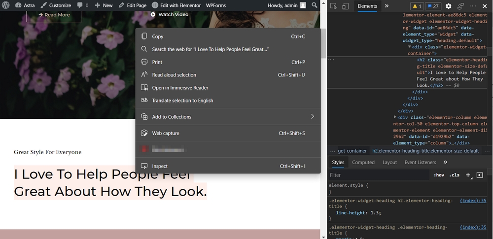WordPress Blog Design: How To Design a Beautiful Blog Section use inspect elements to design blog