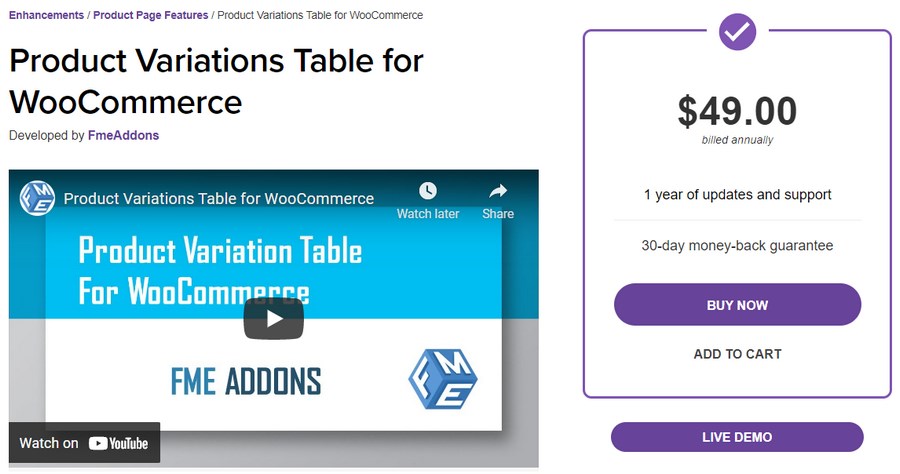 WooCommerce Product Variations: Your Complete Guide To Variable Products Product variation table for WooCommerce plugin