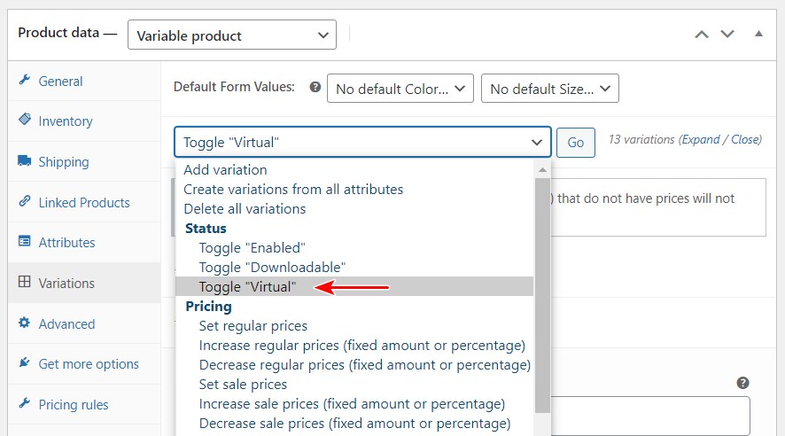 WooCommerce Product Variations: Your Complete Guide To Variable Products Product variation toggle virtual