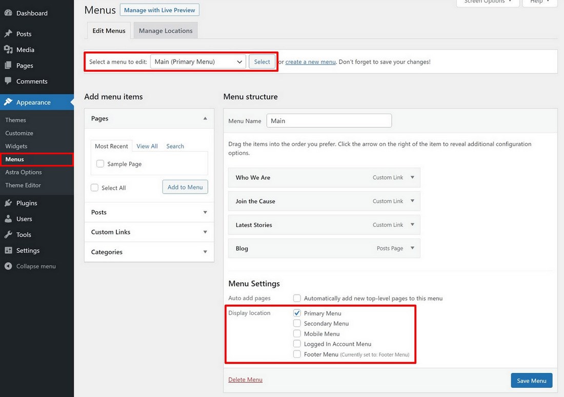 How To Change WordPress Theme (Safely and Without Breaking Your Site) Setup WordPress menu