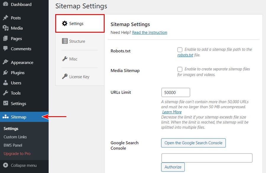 WordPress Sitemap: How To Create + 7 Best Plugins Sitemap by BestWebSoft settings