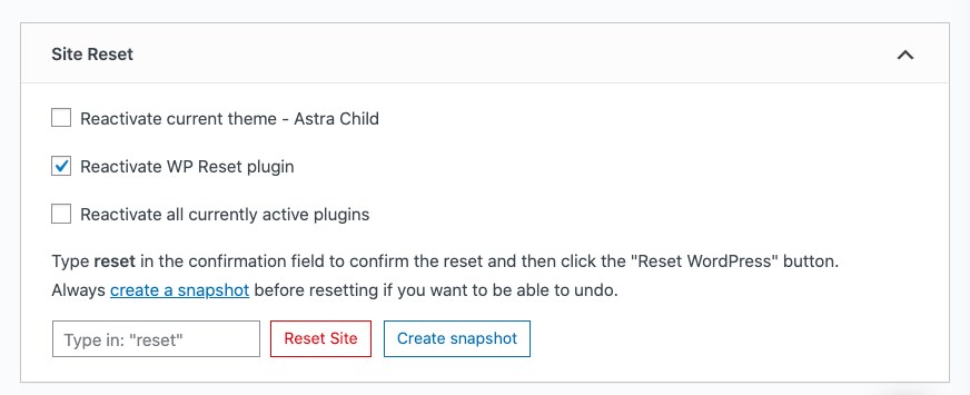 How To Reset a WordPress Website and Start Over WP Reset settings