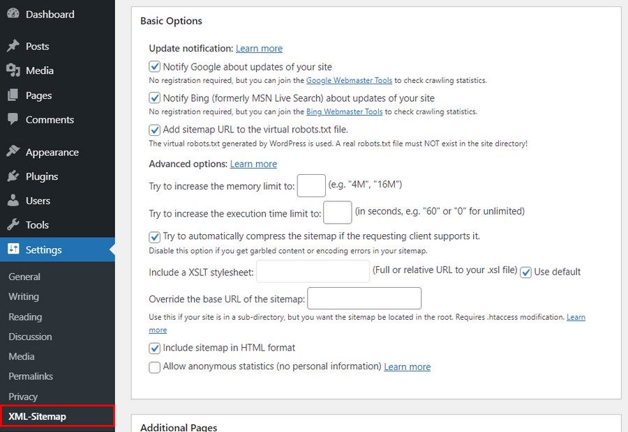 WordPress Sitemap: How To Create + 7 Best Plugins XML sitemaps WordPress plugin basic options