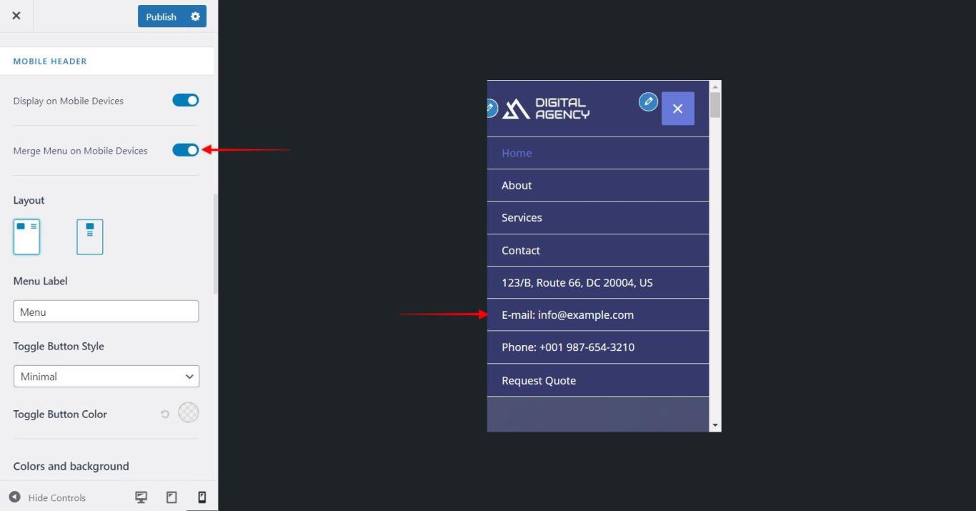 Above Header Section Above Header Merge Menu, Astra 3.0+
