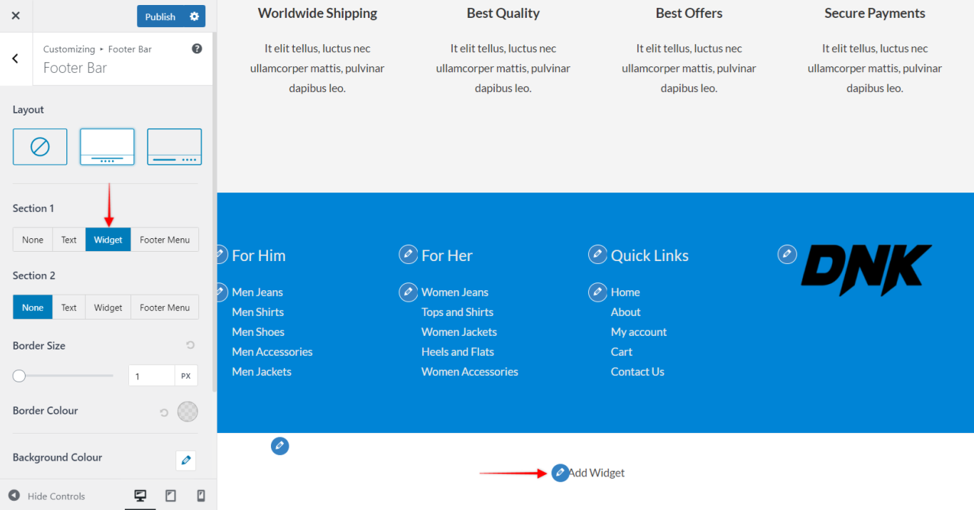 Footer Bar Footer Bar - Widget, Astra 3.0+