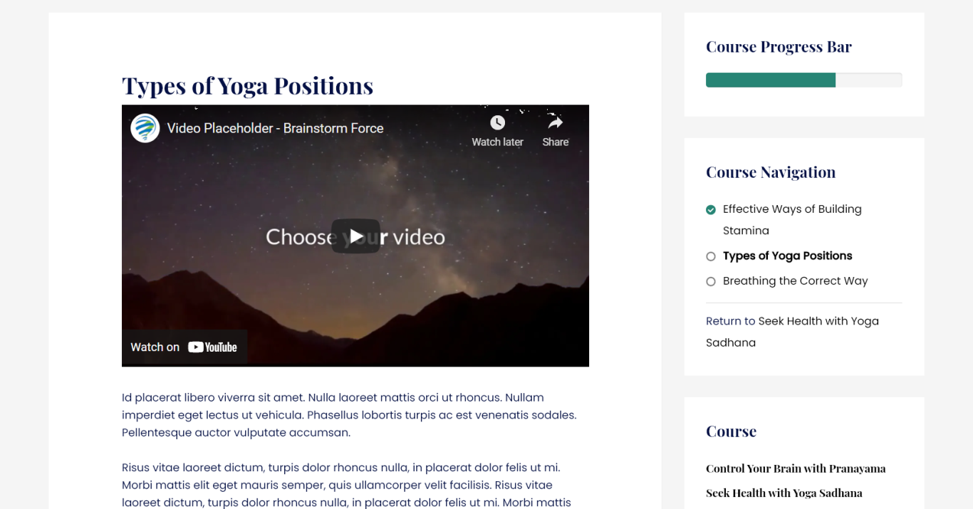 Overview of LearnDash Integration in Astra Theme Astra LearnDash Lesson