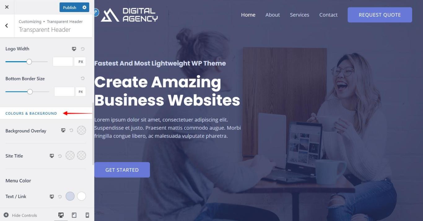 Transparent Header in Astra Theme Transparent Header - Color & Background options